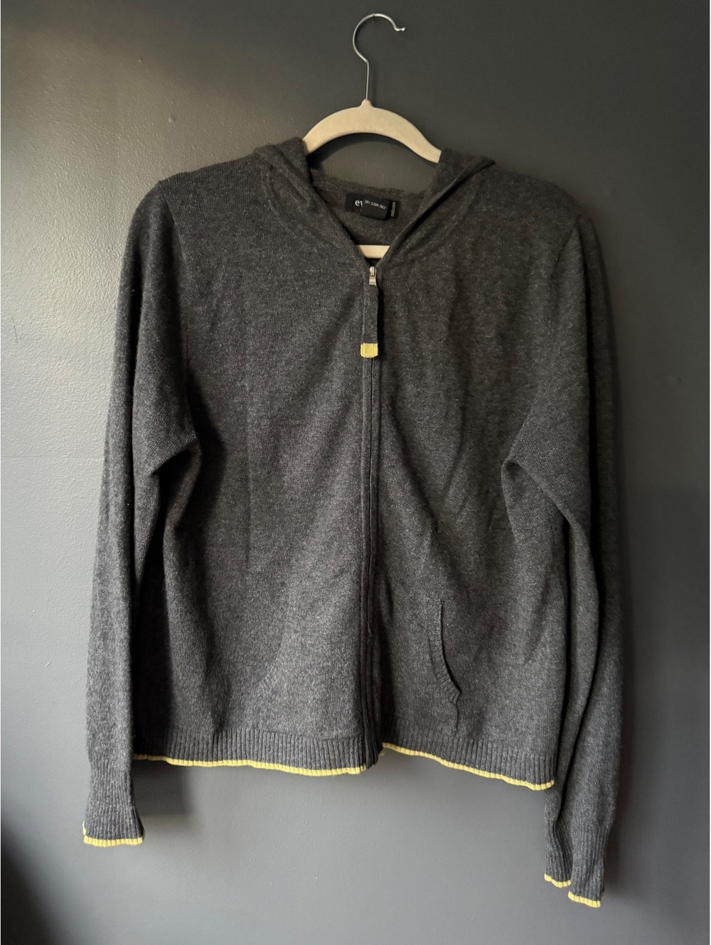 Evelyn 100% Cashmere Dark Gray Hooded Zip Cardigan Sweater XL